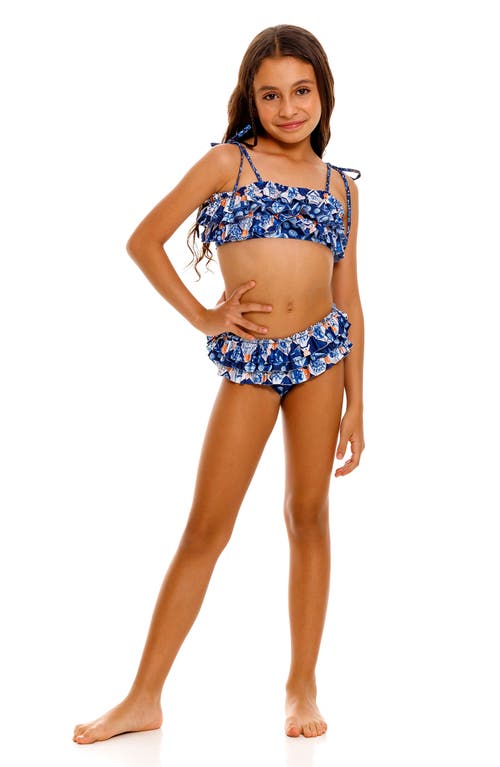 AGUA BENDITA AGUA BENDITA KIDS' AZURE MONIZ RUFFLE TWO-PIECE SWIMSUIT