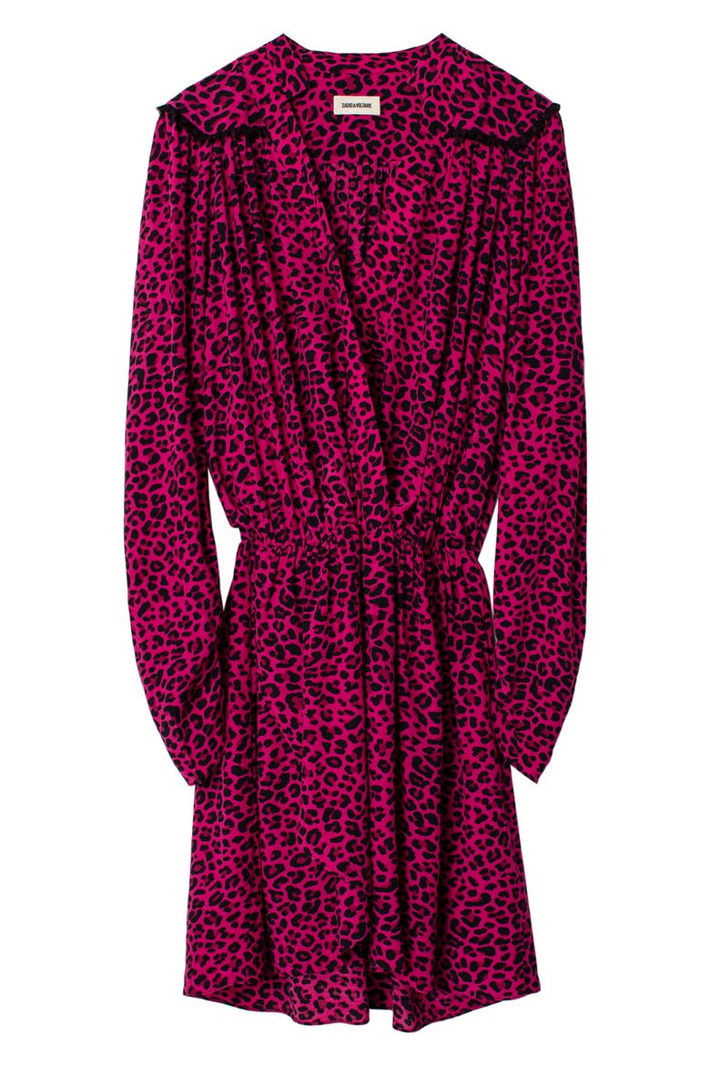 Reveal Leopard Print Long Sleeve Dress, Alternate, color, FRAMBOISE