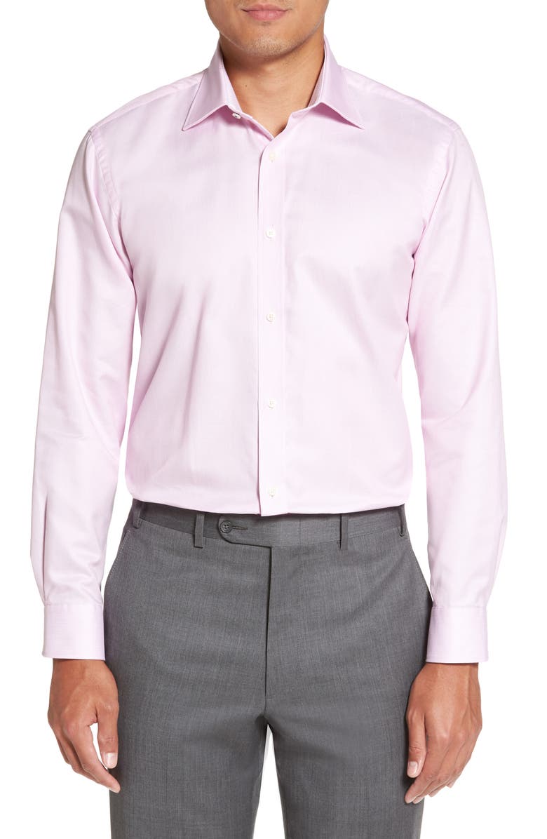 Ted Baker London Blinkie Trim Fit Solid Dress Shirt, Main, color, Pink
