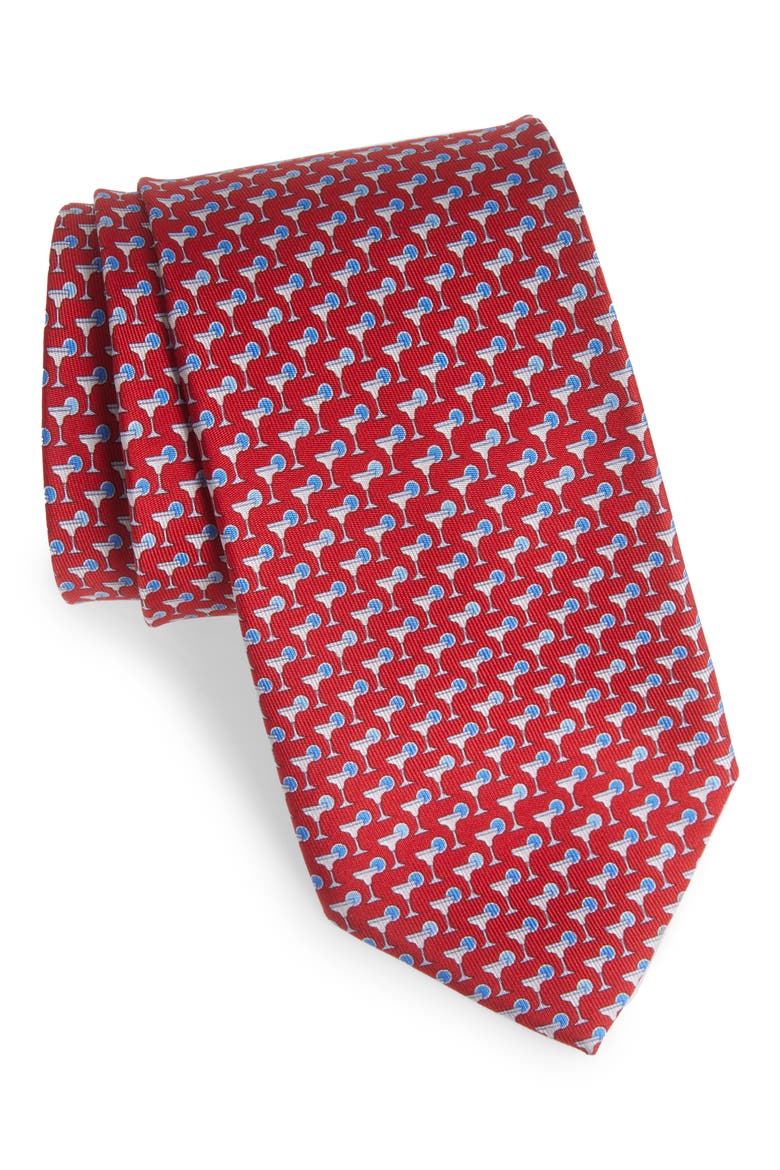 Zibibbo Cocktail Print Silk Tie, Main, color, ROSSO
