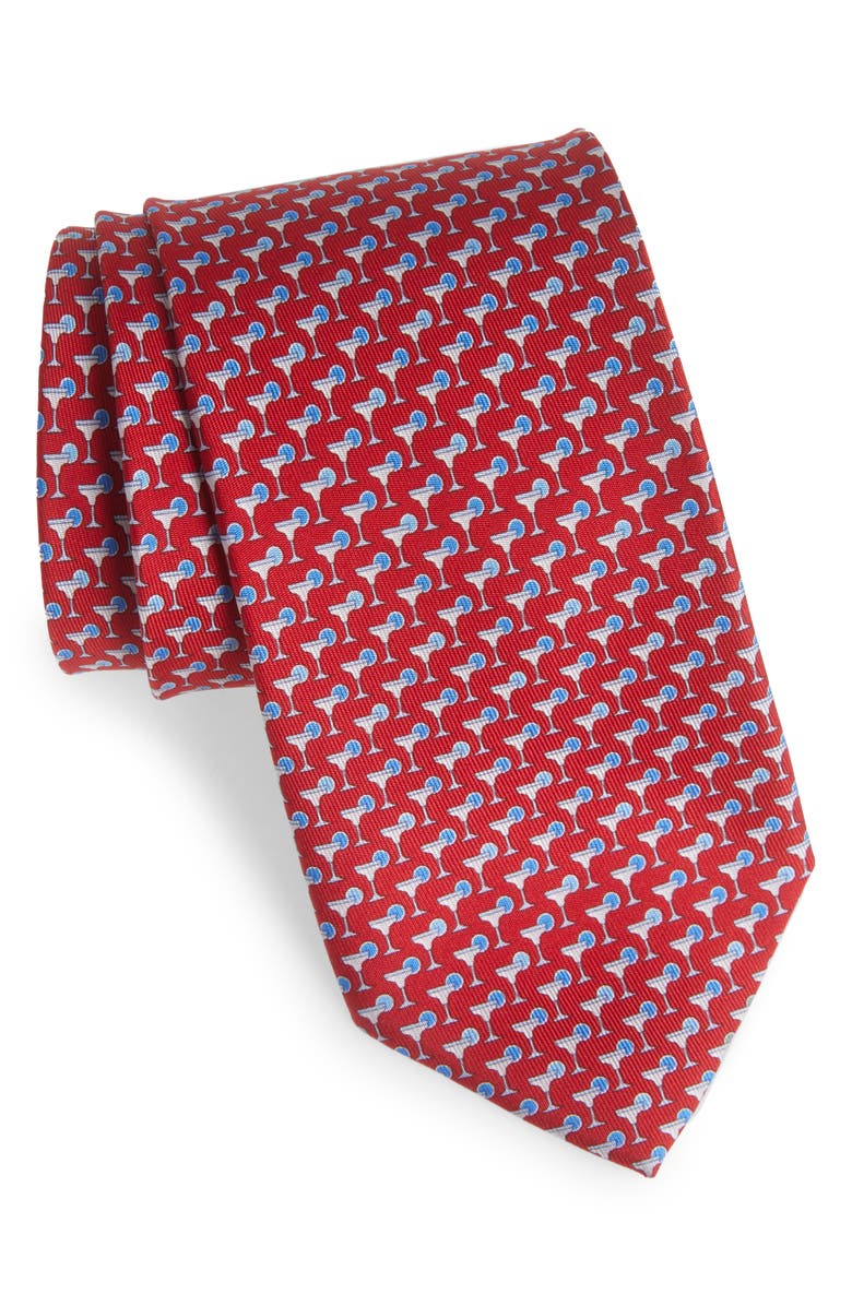 FERRAGAMO Zibibbo Cocktail Print Silk Tie, Main, color, Rosso