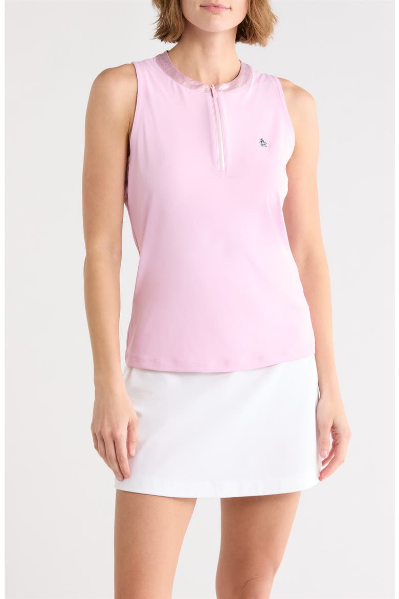 Mock Neck Golf Polo Tank, Main, color, CHARM PINK