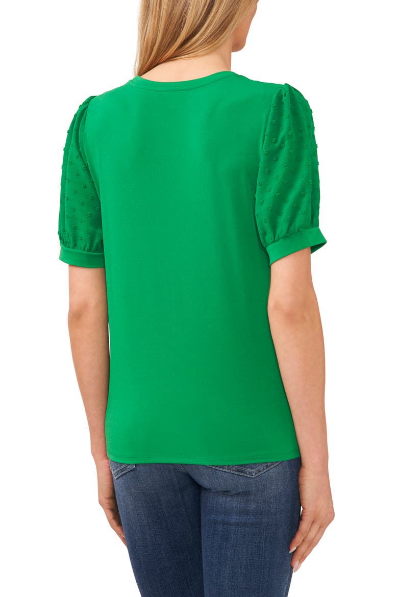 Puff Sleeve Mixed Media Top, Alternate, color, GREEN