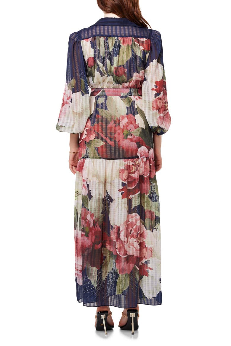 Upstage Floral Print Maxi Shirtdress, Alternate, color, BLUE MULTI