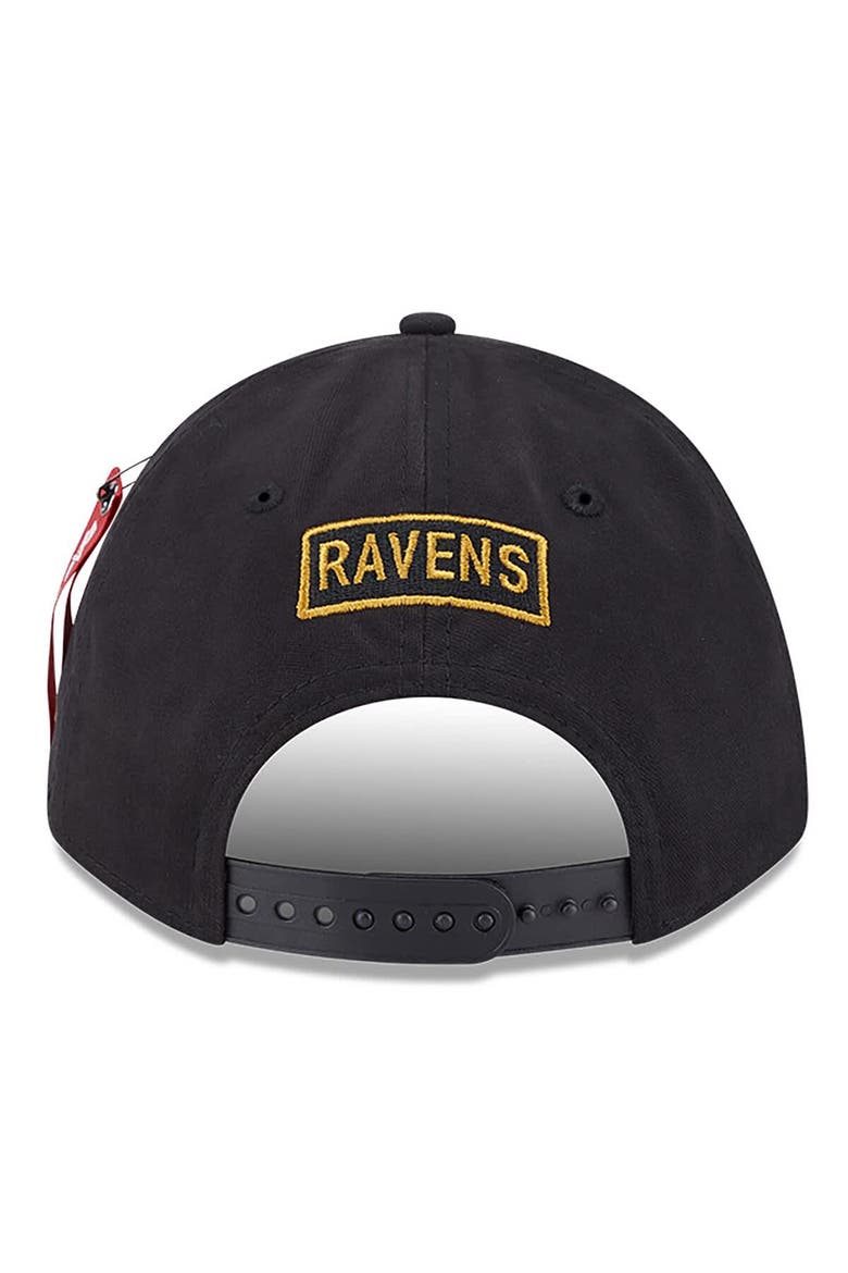 Men's New Era x Alpha Industries  Black Baltimore Ravens A-Frame 9FORTY Adjustable Hat, Alternate, color, Black