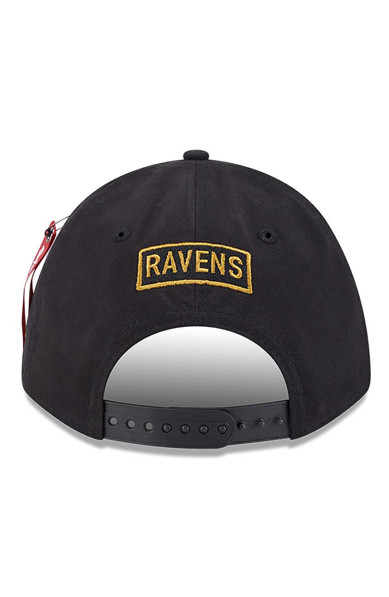 New Era x Alpha Industries Men's New Era x Alpha Industries  Black Baltimore Ravens A-Frame 9FORTY Adjustable Hat, Alternate, color, Black