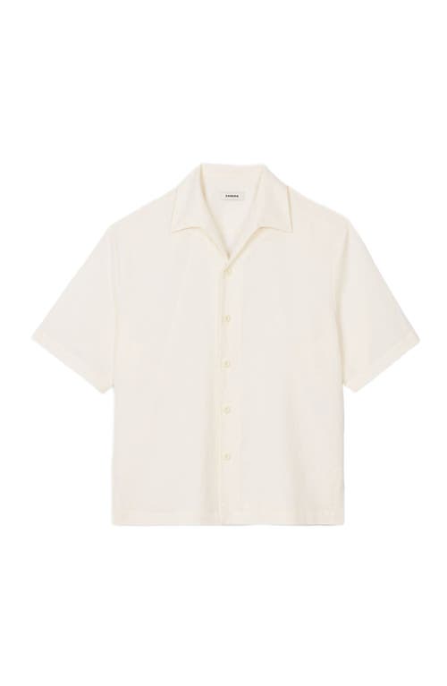 Sandro Cotton-linen Short-sleeve Shirt In Ivory.