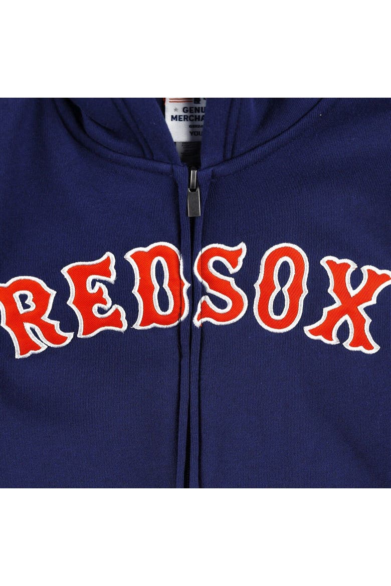 Youth Navy Boston Red Sox Wordmark Full-Zip Fleece Hoodie, Alternate, color, Navy