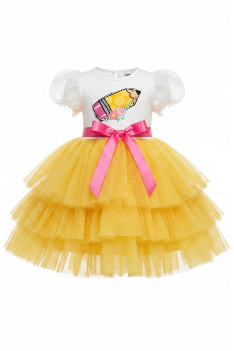 Homeroom Ballerina Layered Tutu Dress, Main, color, Yellow