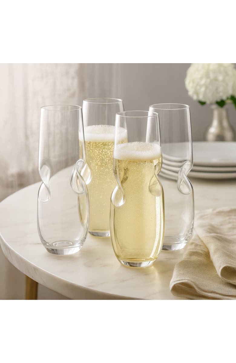 FINAL TOUCH Bubbles Sparkling Wine / Champagne Stemless Glasses - Set of 4, Alternate, color, Clear