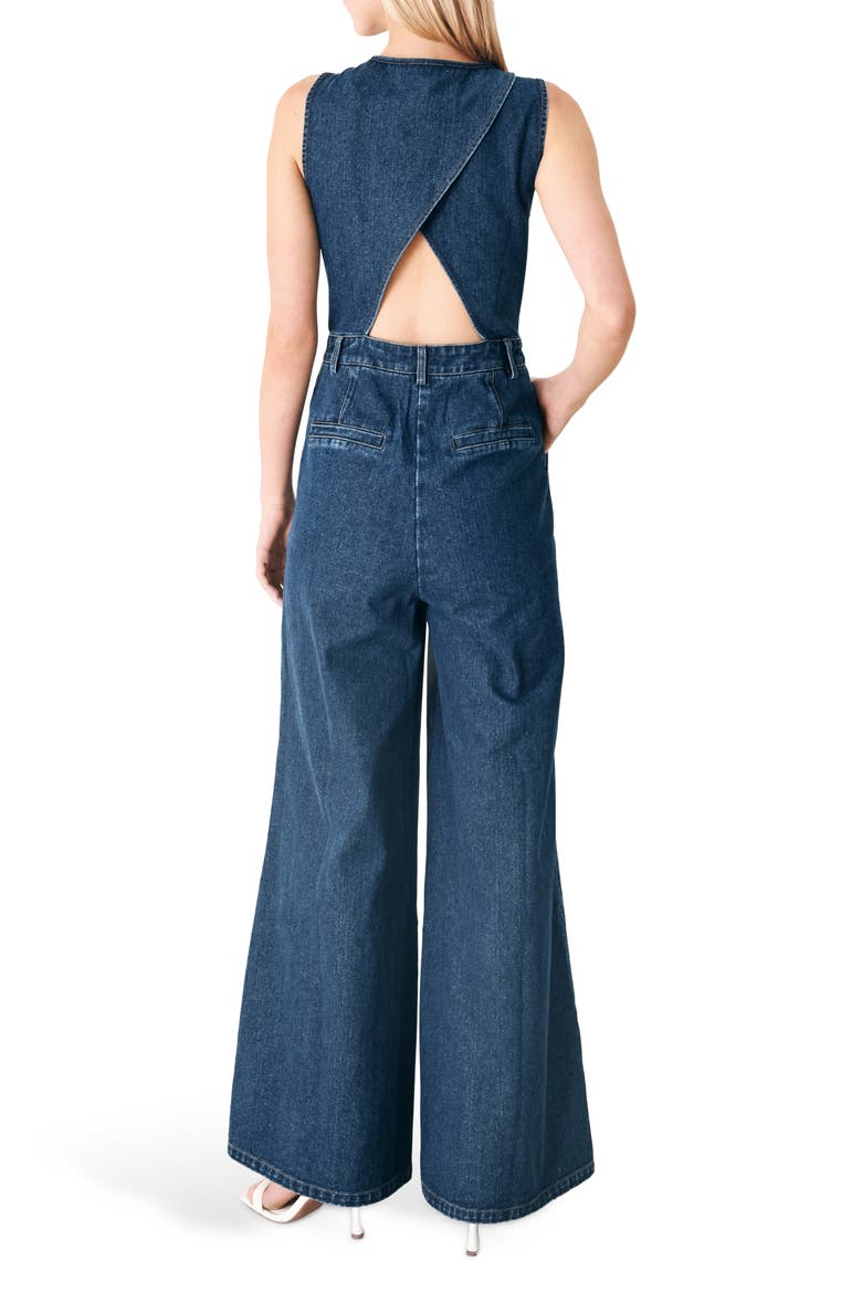 Sleeveless Denim Jumpsuit, Alternate, color, INDIGO DENIM