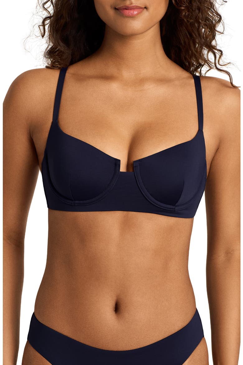 Notched Underwire Bikini Top, Main, color, DARK NAVY