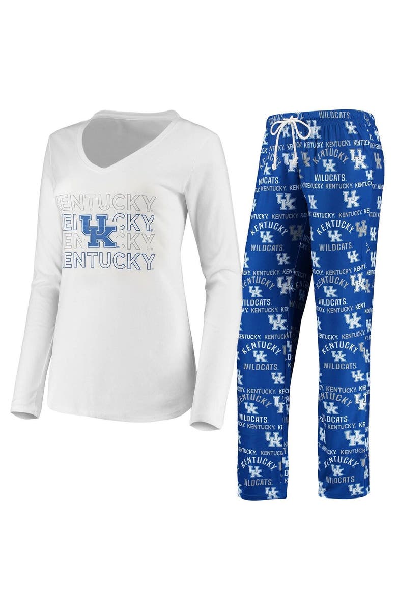 CONCEPTS SPORT Women's Concepts Sport Royal/White Kentucky Wildcats Flagship Long Sleeve T-Shirt & Pants Sleep Set, Main, color, 