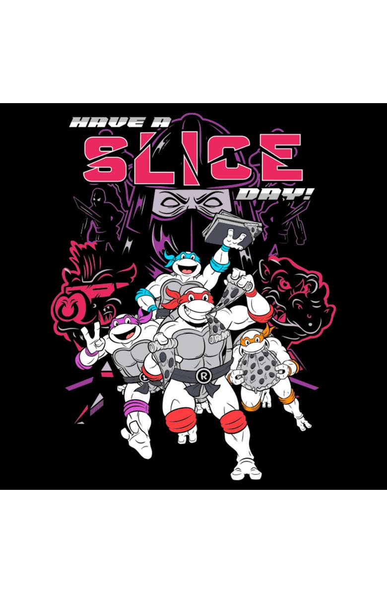 TEENAGE MUTANT NINJA TURTLES Men's Teenage Mutant Ninja Turtles Have a Slice Day Sketch Art Graphic T-Shirt, Alternate, color, Black