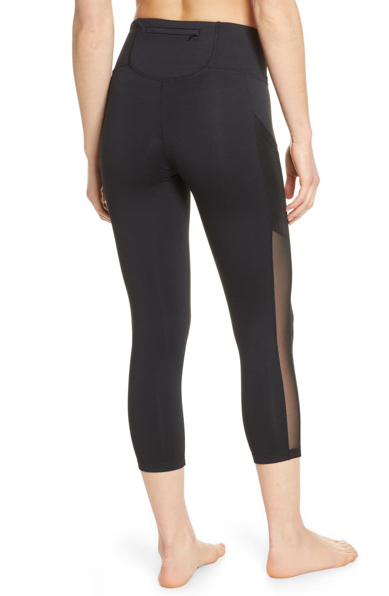 Zella Mesh Side Pocket Crop Leggings, Alternate, color, 