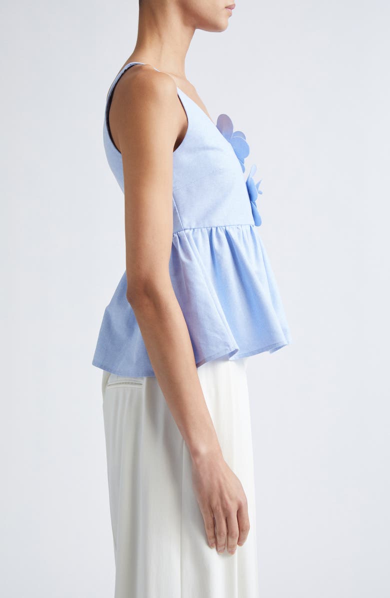 Stine Goya 3D Flower Sleeveless Organic Cotton Peplum Top, Alternate, color, Brunnera Blue
