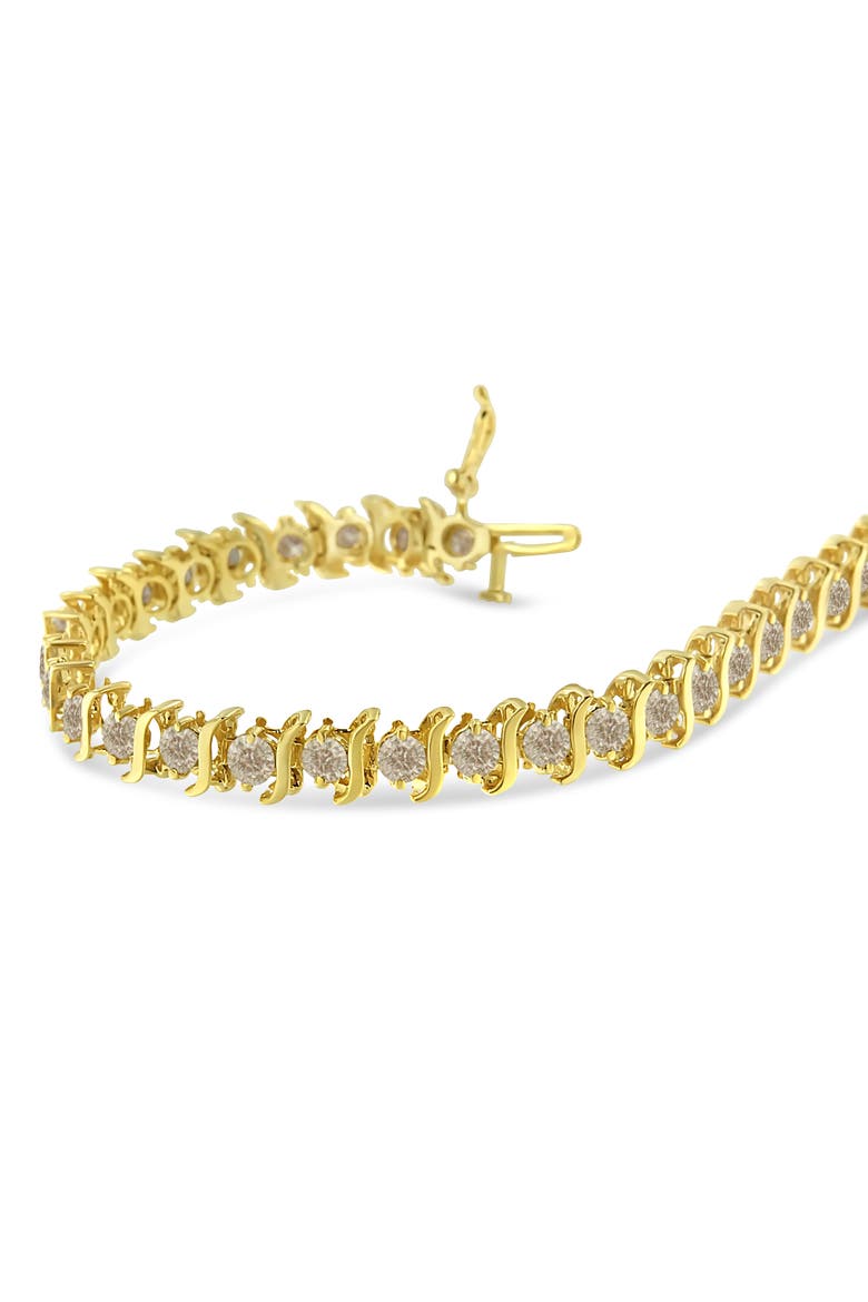 10K Yellow Gold Plated Silver 7.0 cttw 2-Prong Set Diamond "S" Link Bracelet, Alternate, color, Yellow