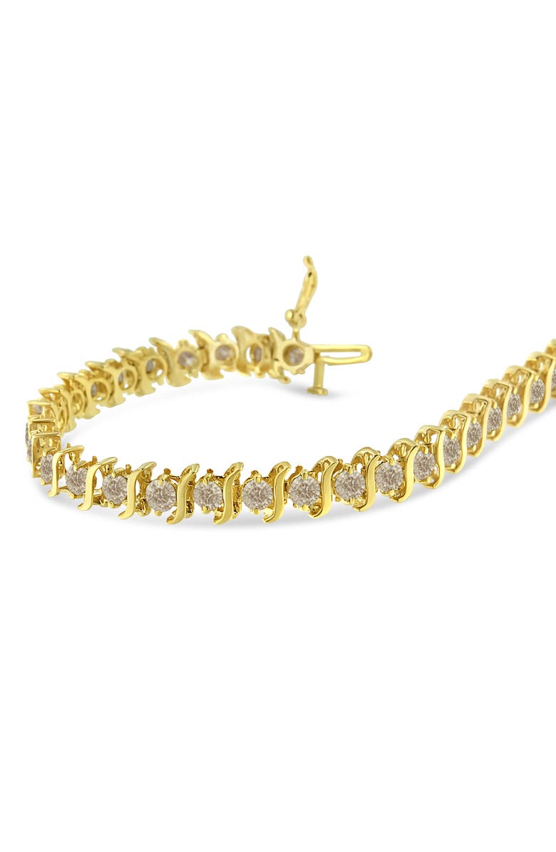 Haus of Brilliance 10K Yellow Gold Plated Silver 7.0 cttw 2-Prong Set Diamond "S" Link Bracelet, Alternate, color, Yellow