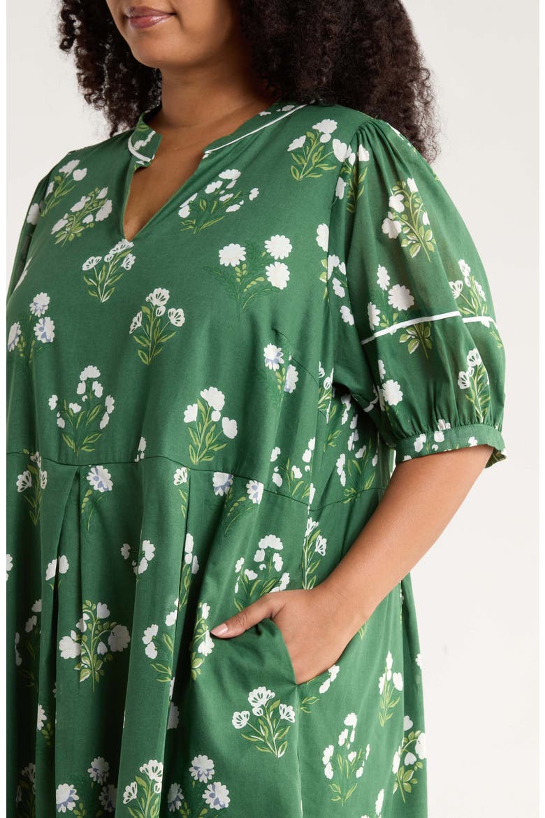 Kestrel Floral Fawna Cotton Shift Dress, Alternate, color, CREAM-GREEN