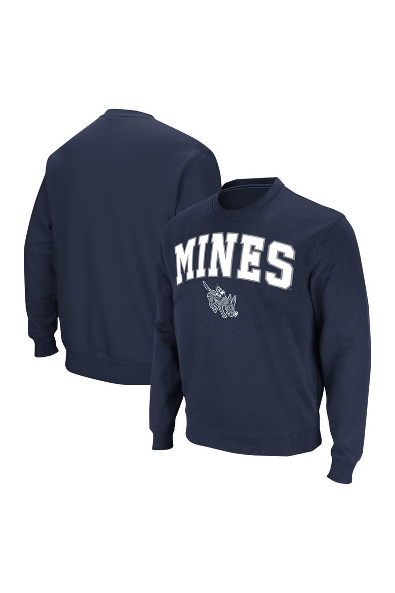 Men's Colosseum Navy Colorado School of Mines Orediggers Arch & Logo Pullover Sweatshirt, Main, color, Navy
