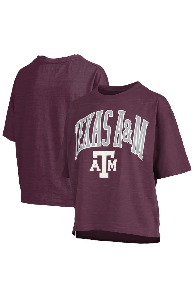 PRESSBOX Women's Pressbox Maroon Texas A&M Aggies Nelson Arch Over Logo Waist Length Oversized Slub T-Shirt, Alternate, color, Maroon