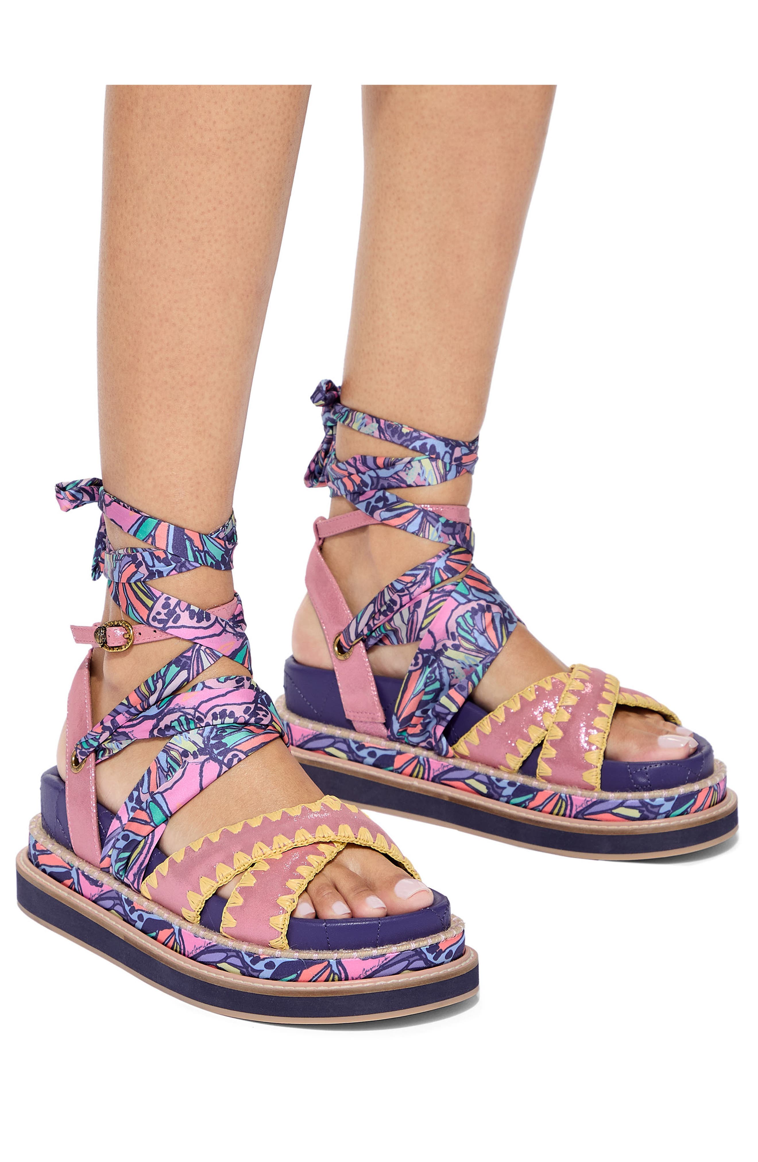 Orson Cross Scarf Sandal, Alternate, color, PINK