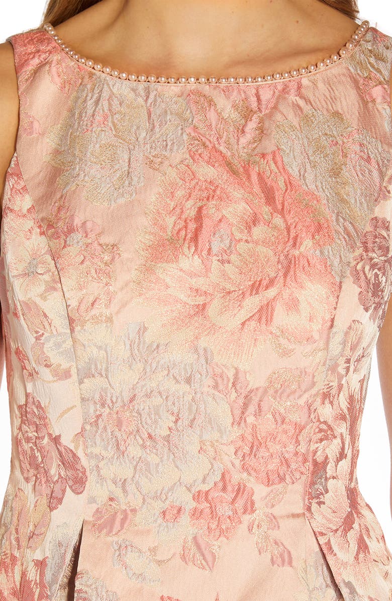 Adrianna Papell Floral Metallic Jacquard Evening Gown, Alternate, color, 