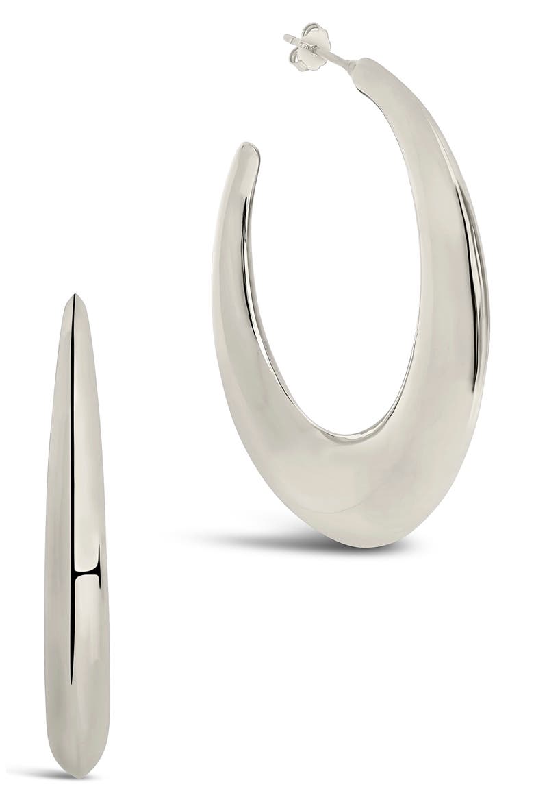 Trixie Tapered Hoop Earrings, Alternate, color, SILVER