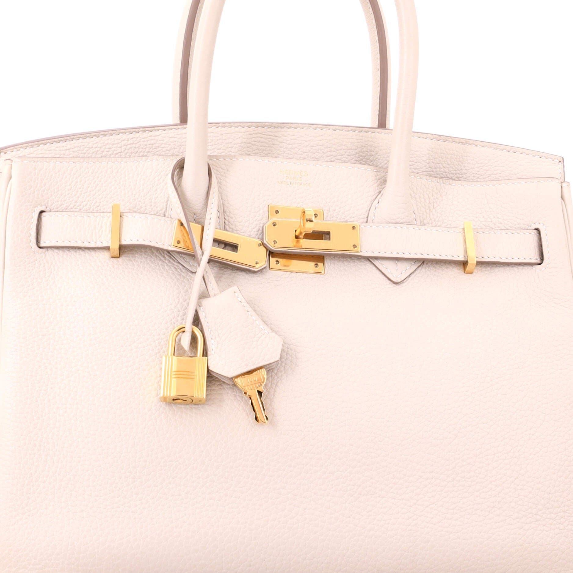Birkin Handbag Light Clemence with Gold Hardware 30, Alternate, color, White