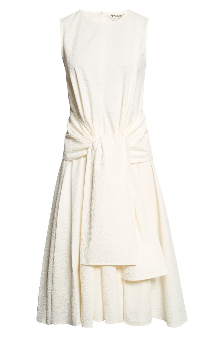 Cloque Cotton Seersucker Fit & Flare Dress, Main, color, IVORY