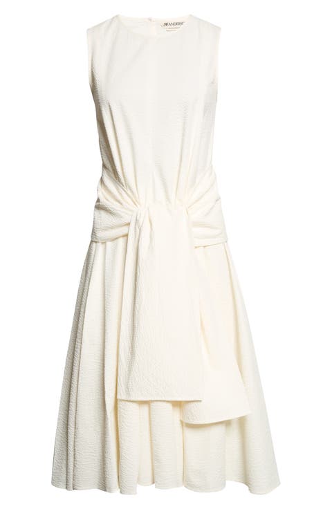Cloque Cotton Seersucker Fit & Flare Dress