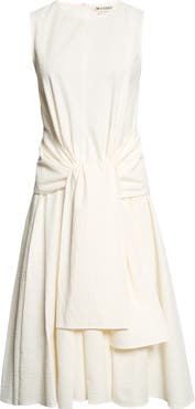 JW Anderson Cloque Cotton Seersucker Fit & Flare Dress