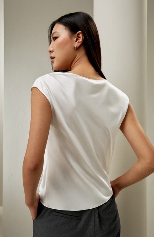 Shop Lilysilk Silk Charmeuse Cowl Neck Top In Ivory