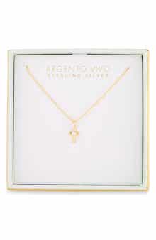 Imitation Pearl Center Cross Necklace