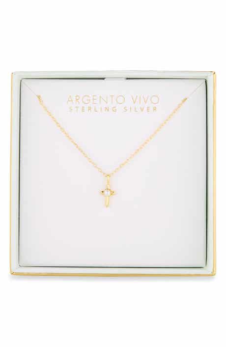 Imitation Pearl Center Cross Necklace