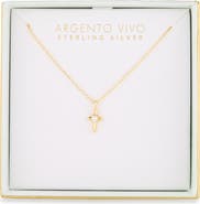 ARGENTO VIVO Imitation Pearl Center Cross Necklace