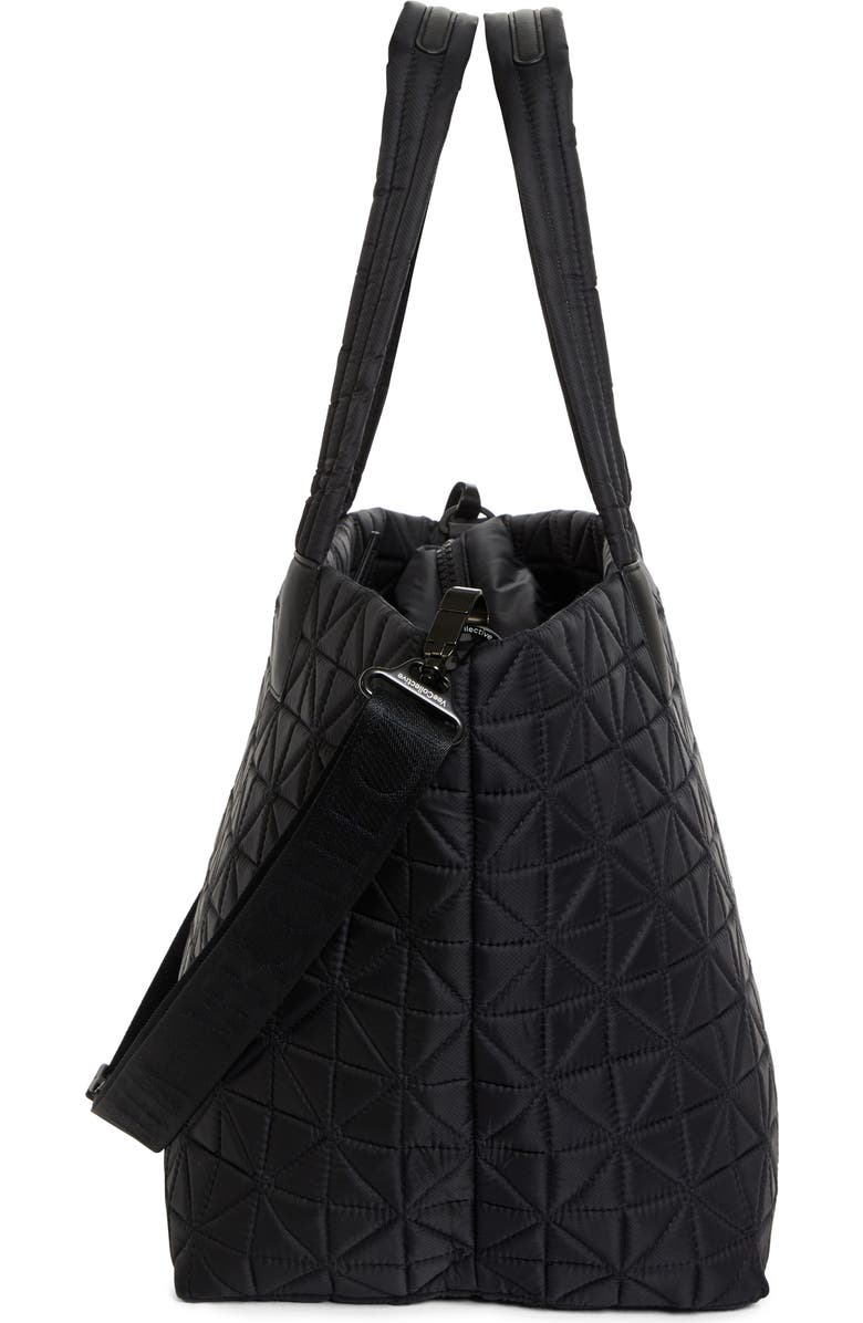 VeeCollective Medium Vee Quilted Recycled Nylon Tote, Alternate, color, Black