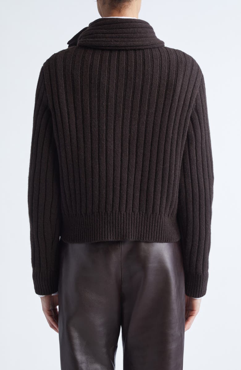 Brandon Maxwell The Ryan Rib Recycled Cashmere Scarf Sweater, Alternate, color, Chocolate Brown