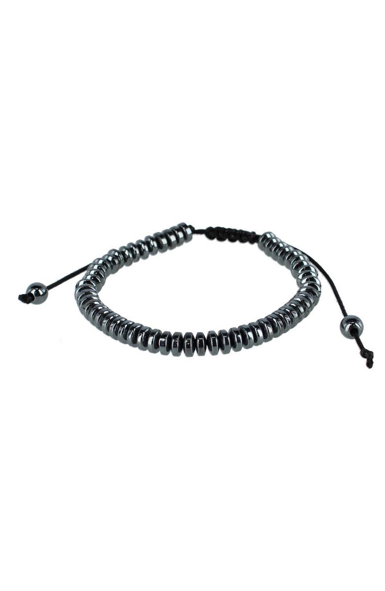 Trafalgar Axel Metallic Bead Adjustable Bracelet, Main, color, Silver