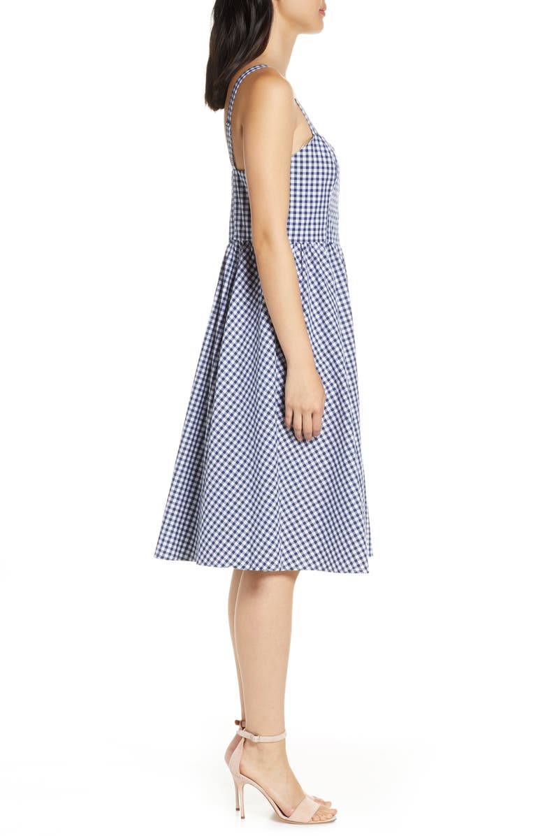 French Connection Gingham Fit & Flare Sundress, Alternate, color, 