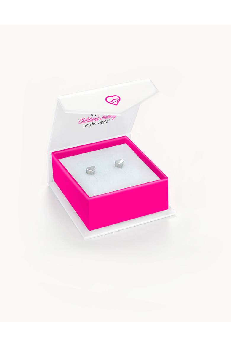 Puffed Polished Heart Earrings, Alternate, color, Silver