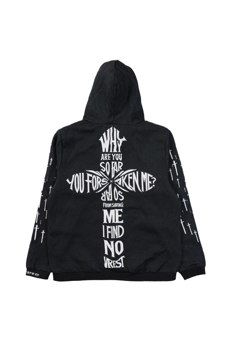 Entombment Jacquard Hoodie, Alternate, color, BLACK
