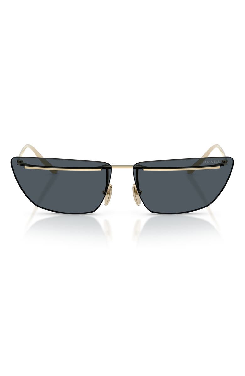 Prada 64mm Oversize Butterfly Sunglasses, Main, color, Pale Gold / Dark Grey