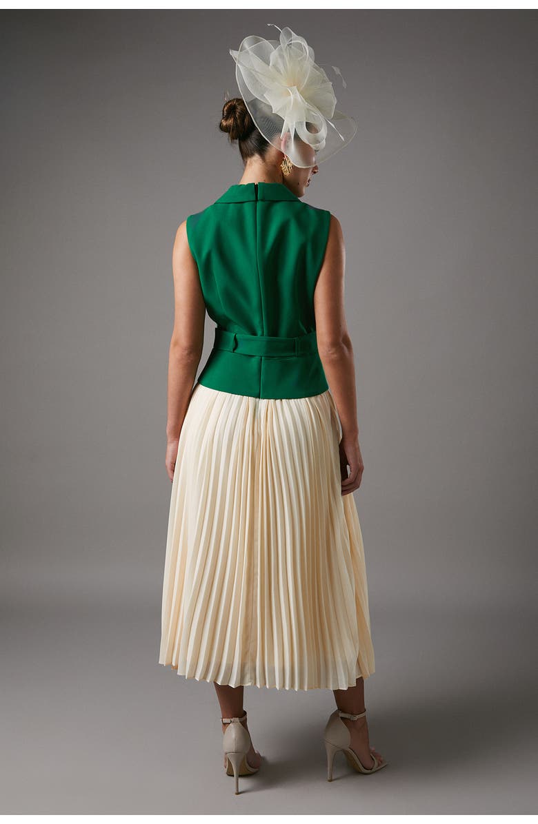 Coast Sleeveless Crepe Pleated Midi Dress, Alternate, color, Green