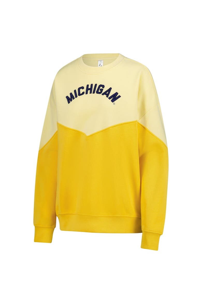 Women's ZooZatz Yellow Michigan Wolverines Bestie Oversized Pullover Sweatshirt, Alternate, color, Yellow