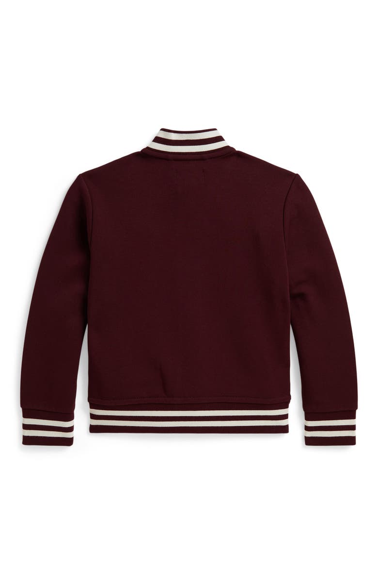 Kids' Double Knit Varsity Bomber Jacket, Alternate, color, RICH RUBY