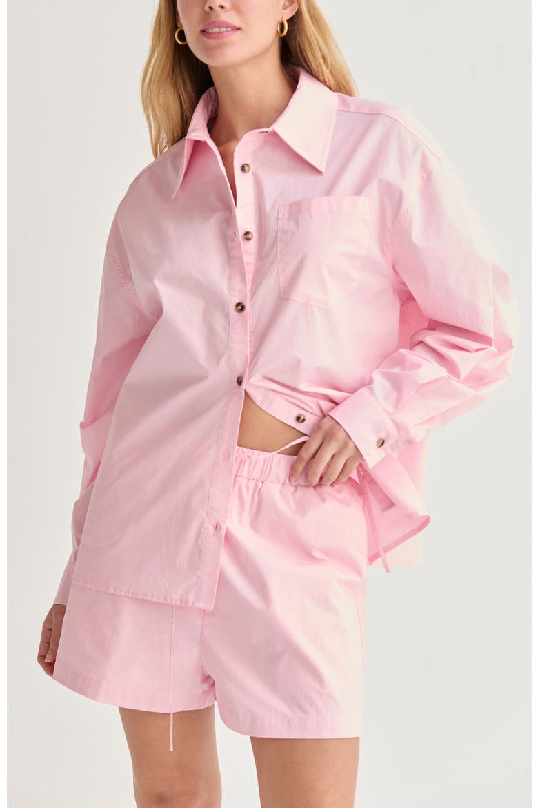 Oversized Poplin Shirt Two Piece Set, Main, color, Pink