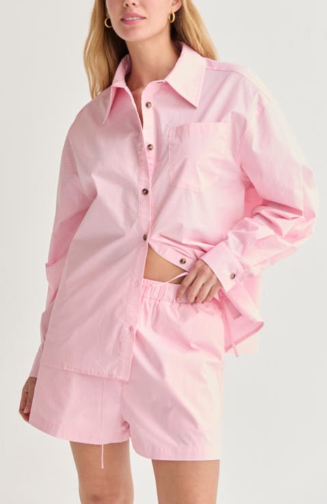 Oversized Poplin Shirt Two Piece Set
