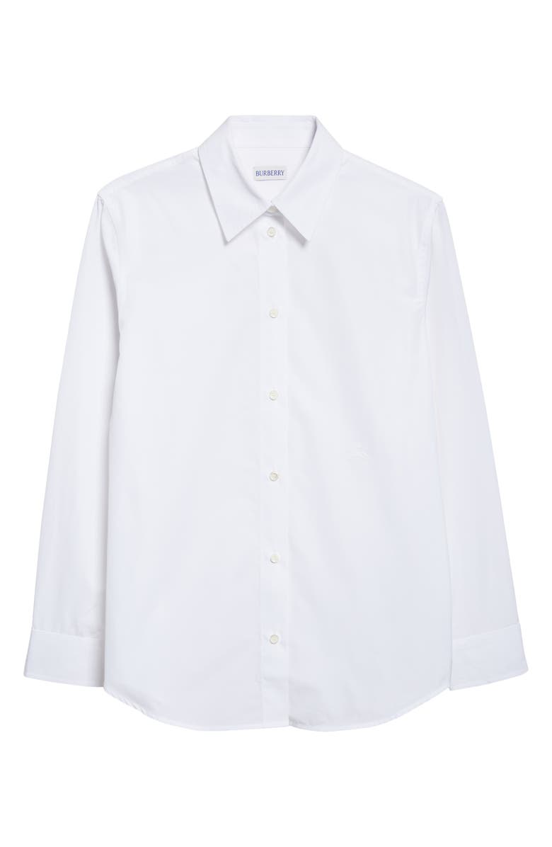 Burberry Ellora Cotton Poplin Button-Up Shirt, Main, color, White