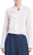 TWP Patti Ruffle Front Cotton & Silk Button-Up Shirt